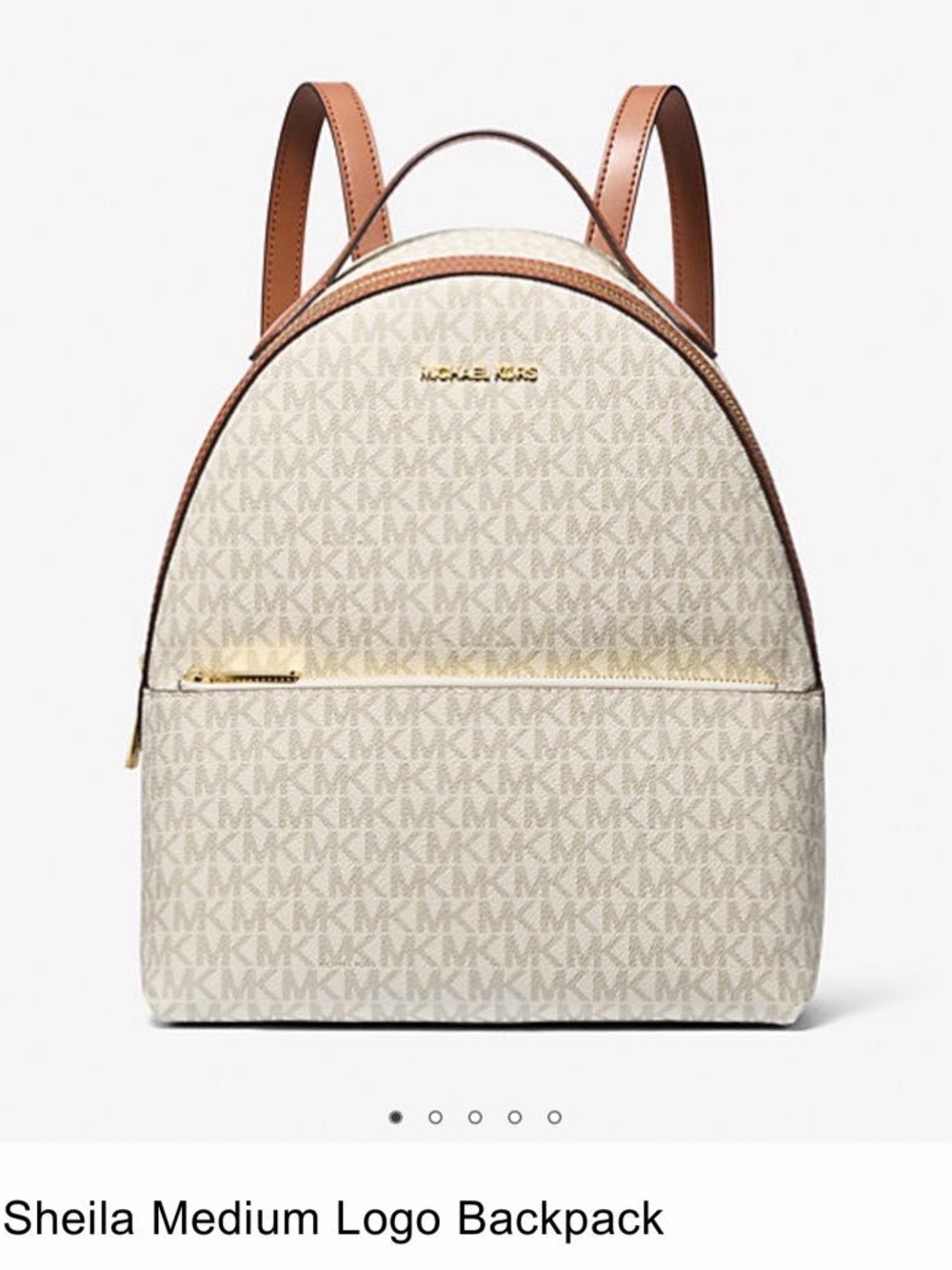 Michael Kors Cream and Brown Logo Sheila Backpack